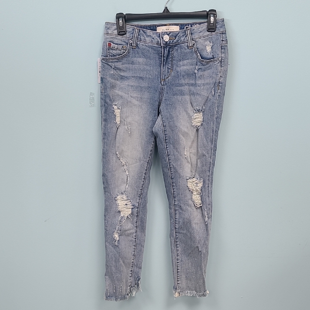 Slink Jeans Curvy Women's Distressed Blue Jeans Size 25 NWT